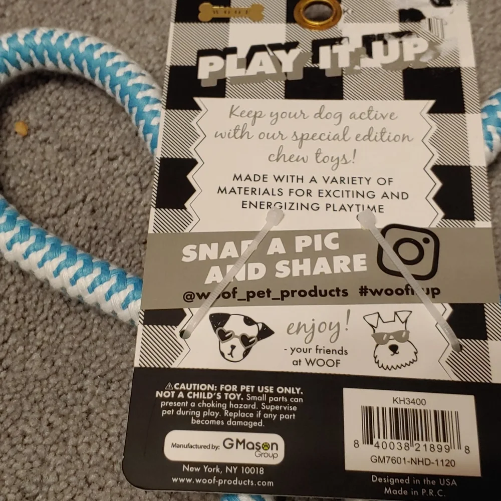 Woof Dog Toy. Blue. White. Green SALE SALE